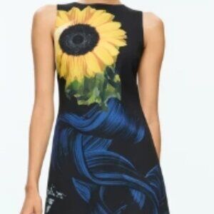 Alice + Olivia Clyde black floral print sleeveless shift mini dress, size 14 NWT